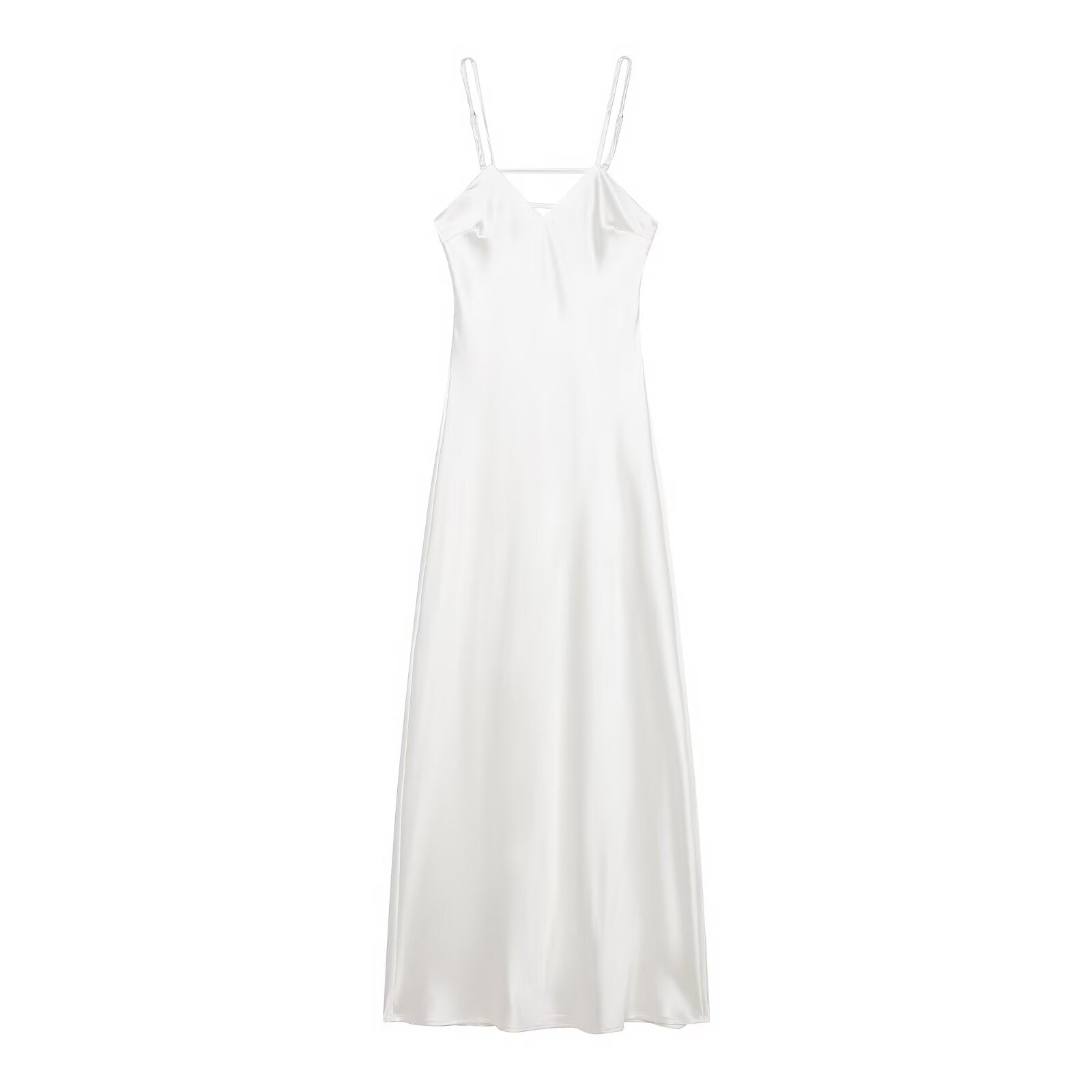 Autumn Silk Satin Texture Midi Skirt Dress by Ragazza