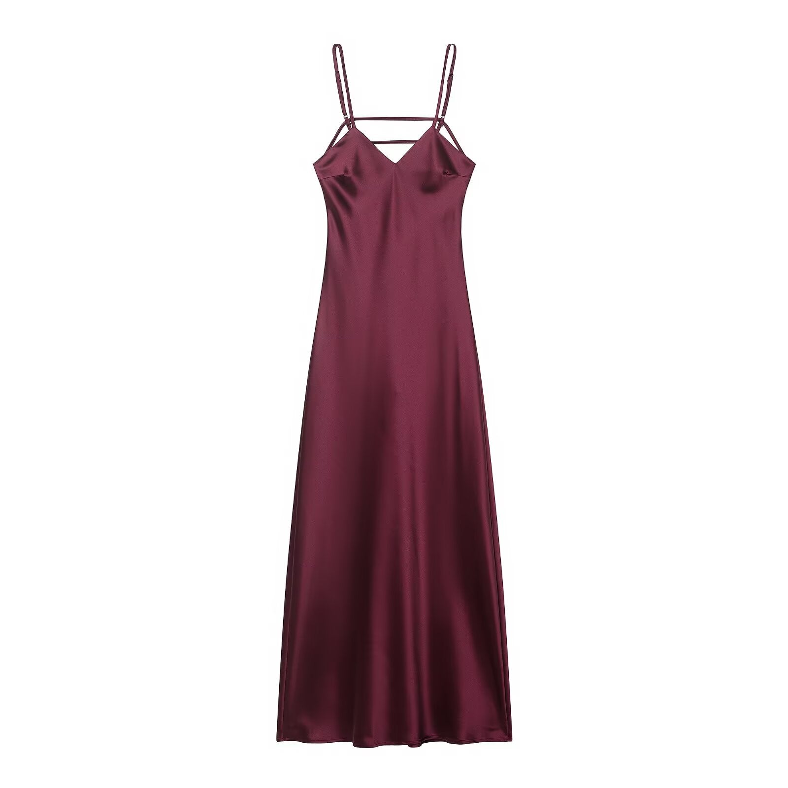 Autumn Silk Satin Texture Midi Skirt Dress by Ragazza