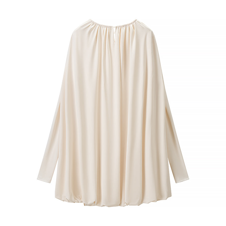 Women Clothing Winter Stylish Graceful Simple Cape Pleated Loose Dress by Ragazza