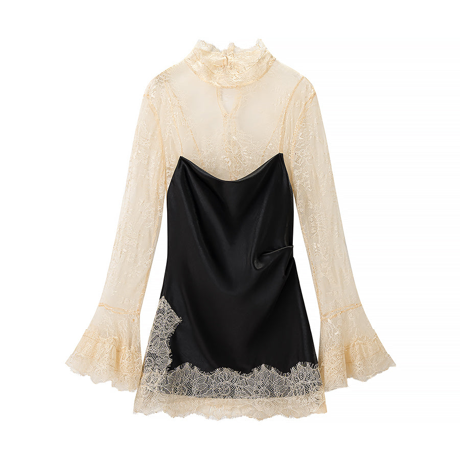 Women Clothing Product Lace Lined Black Camisole Dress by Ragazza