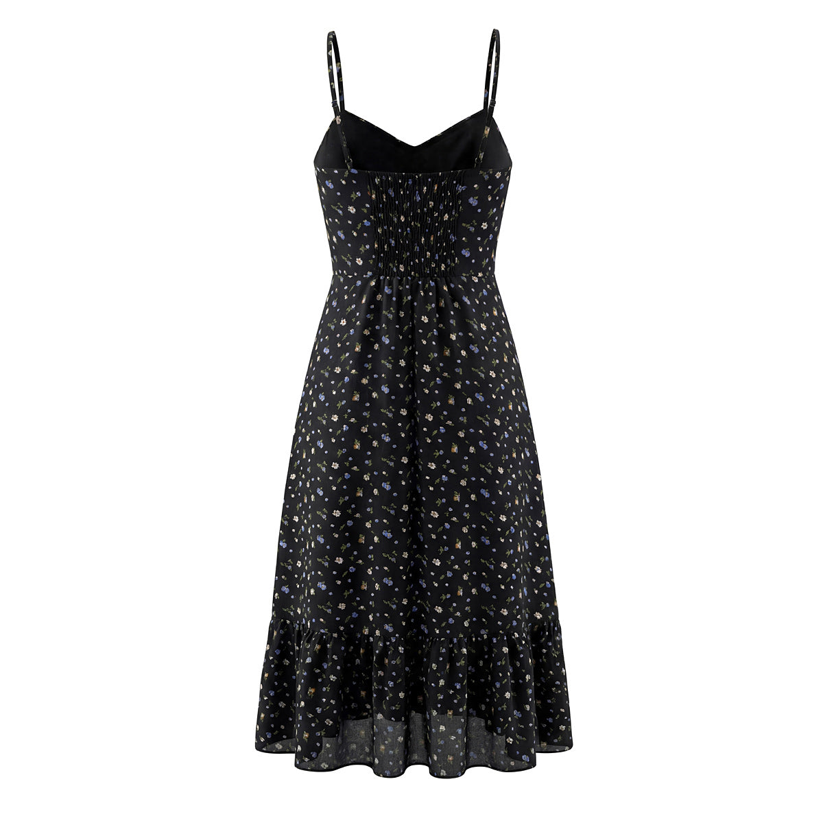 Spring French Floral Printed Waist Controlled Slimming All Matching Long Strap Dress by Ragazza