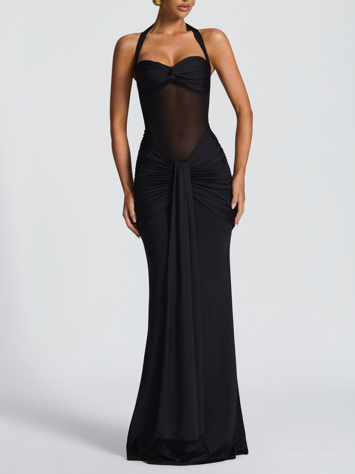 Women Clothing Summer Sexy Stitching See through Halter Dress by Ragazza