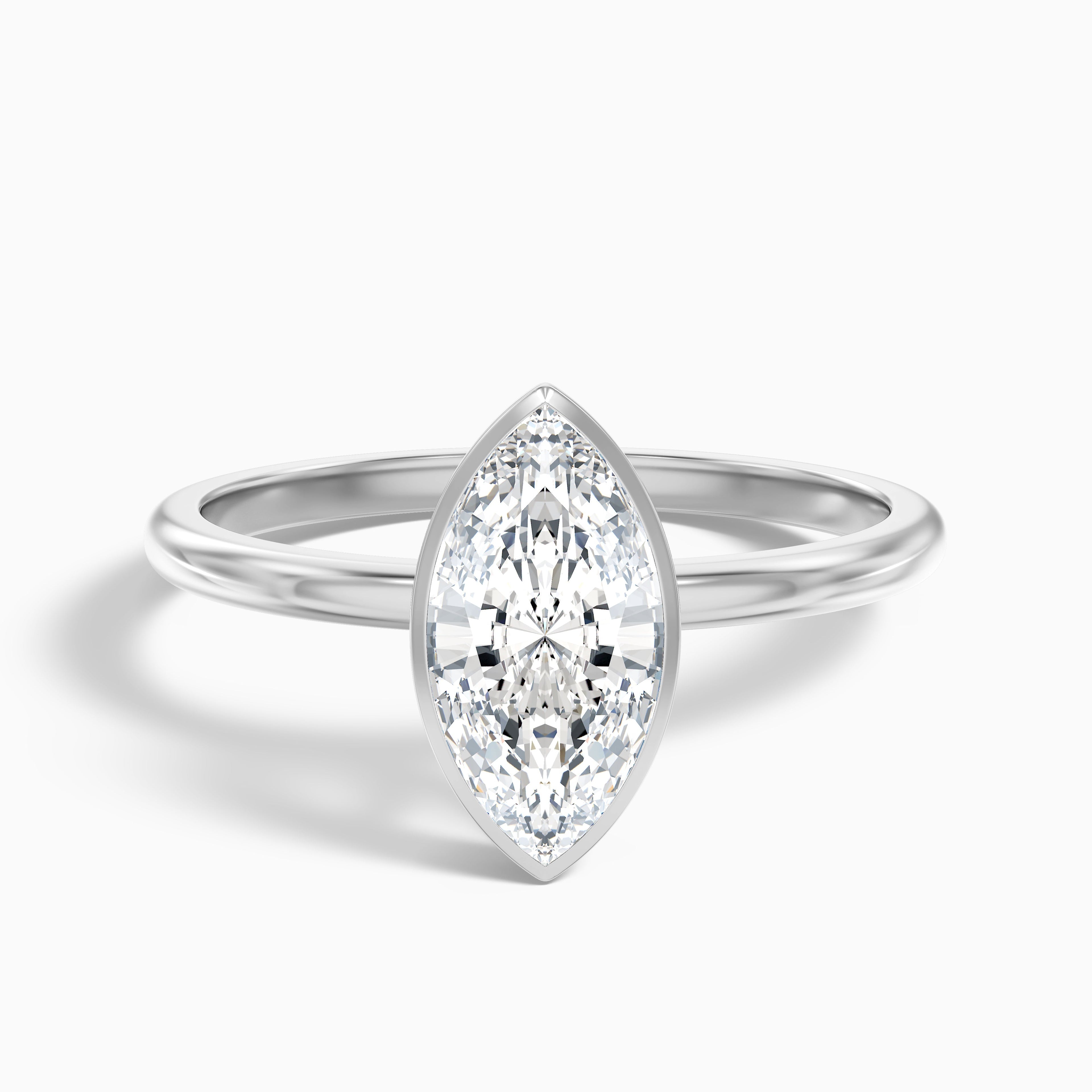 Leah 2.5 Carat Marquise Cut Bezel Set Lab Grown Diamond Ring in 18k Rose Gold