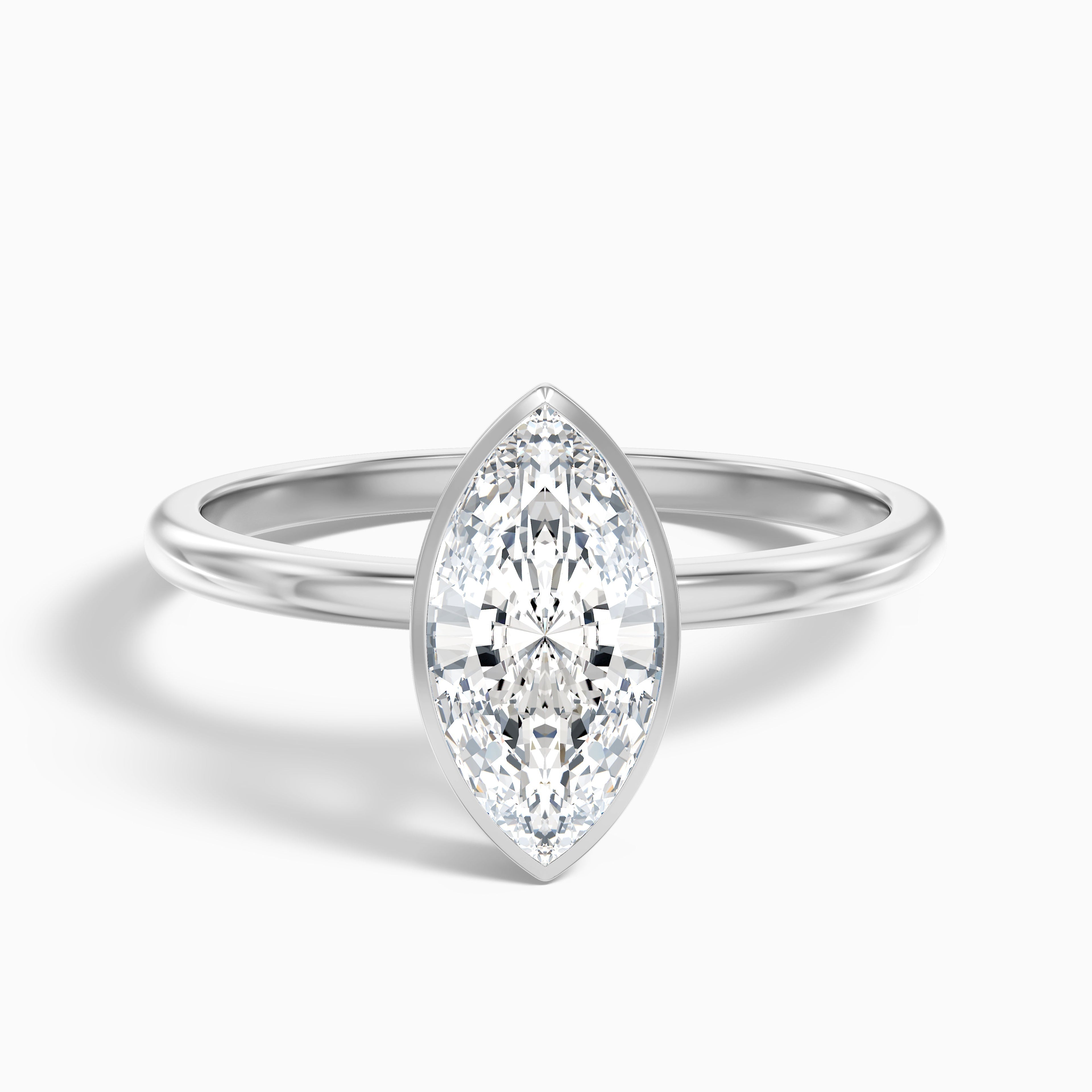 Leah 2.5 Carat Marquise Cut Bezel Set Lab Grown Diamond Ring in 925 Sterling Silver