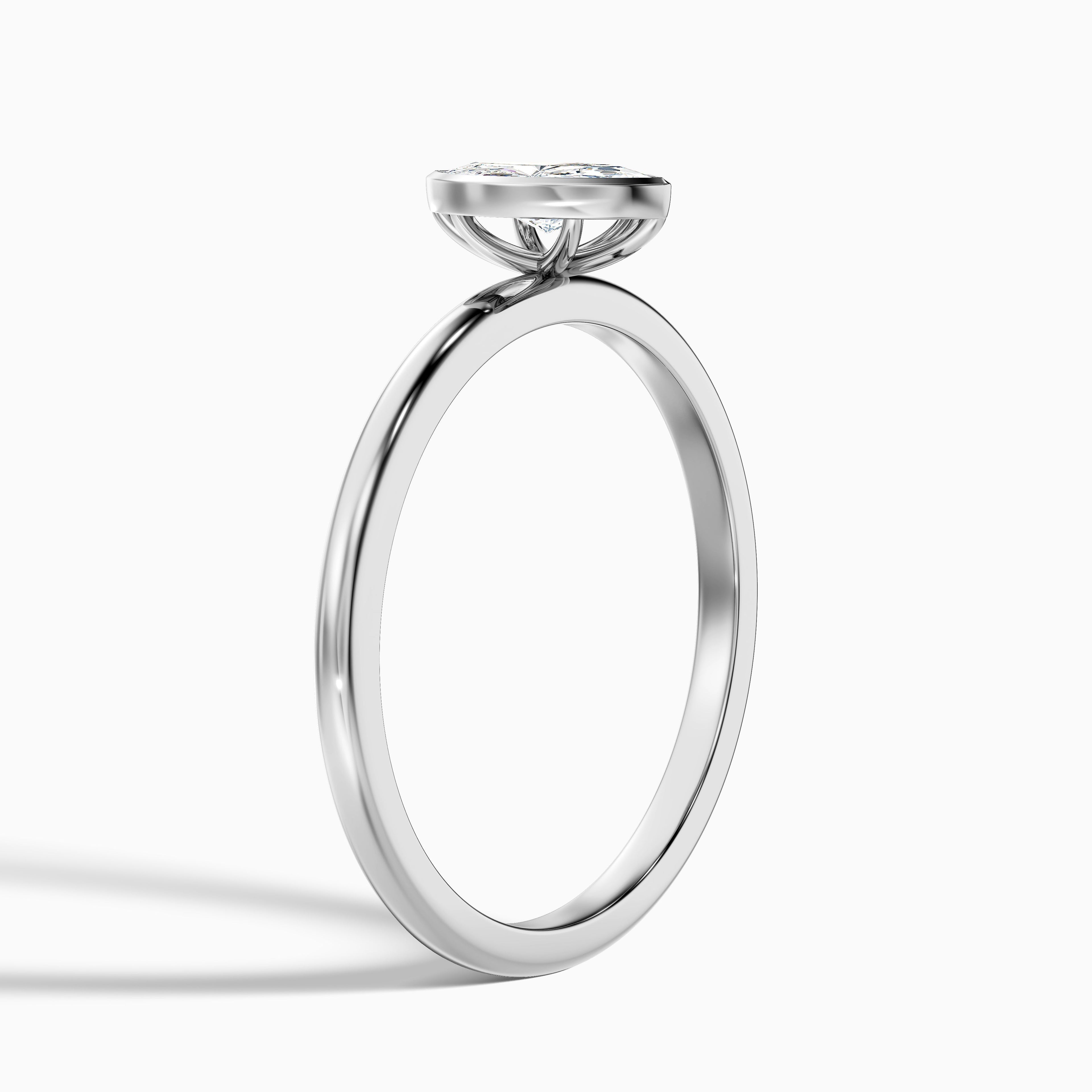 Stacy 4.5 Carat Marquise Cut Bezel Set Solitaire Moissanite Engagement Ring in 14k White Gold