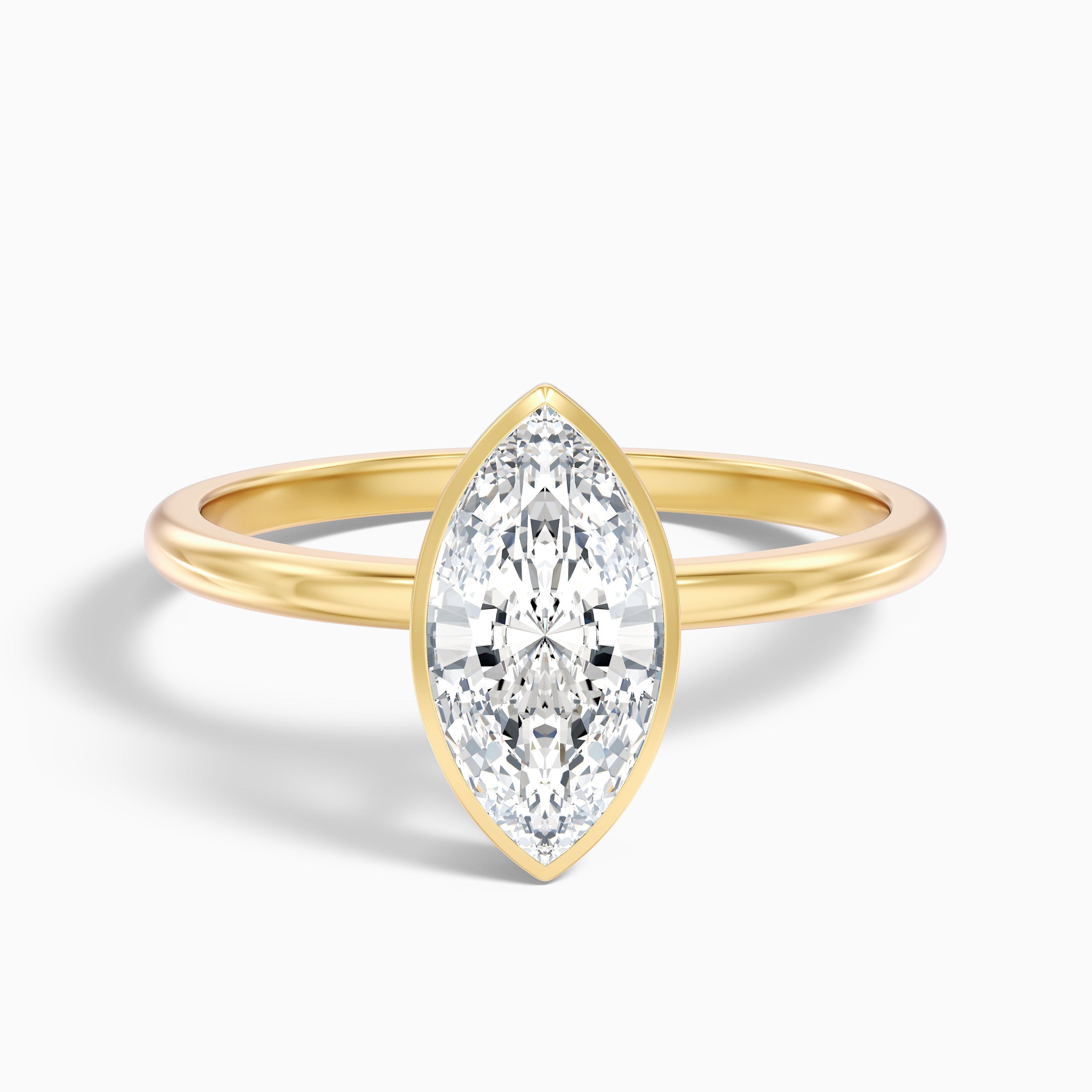 Stacy 3.5 Carat Marquise Cut Bezel Set Solitaire Moissanite Engagement Ring in 14k White Gold