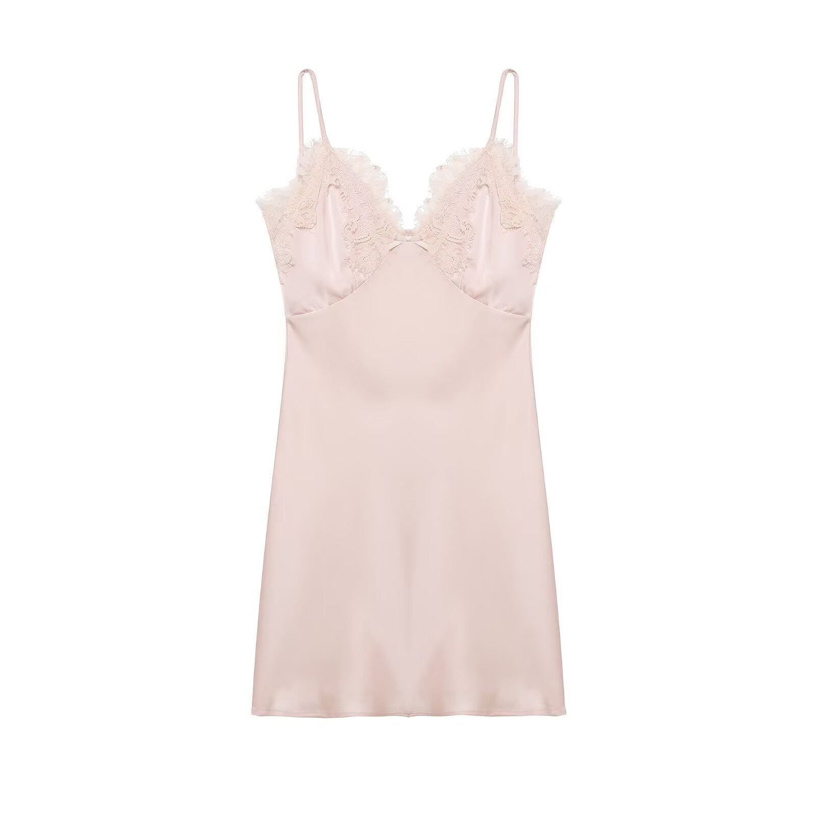 Early Spring Women Clothing Elegant Fashionable Slimming Silk Satin Lace Stitching Cami Dress by Ragazza