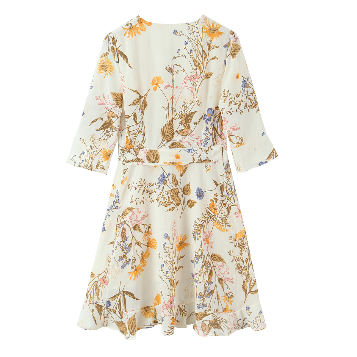 Autumn Winter Women Clothing Printed Lace up Ruffled Dress for Women by Ragazza