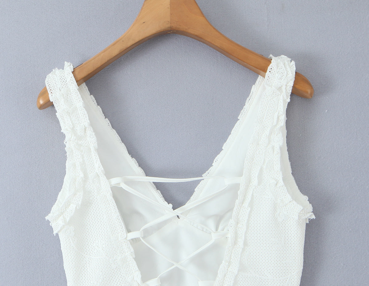 Women Clothing Mesh Embroidered Vest Dress by Ragazza