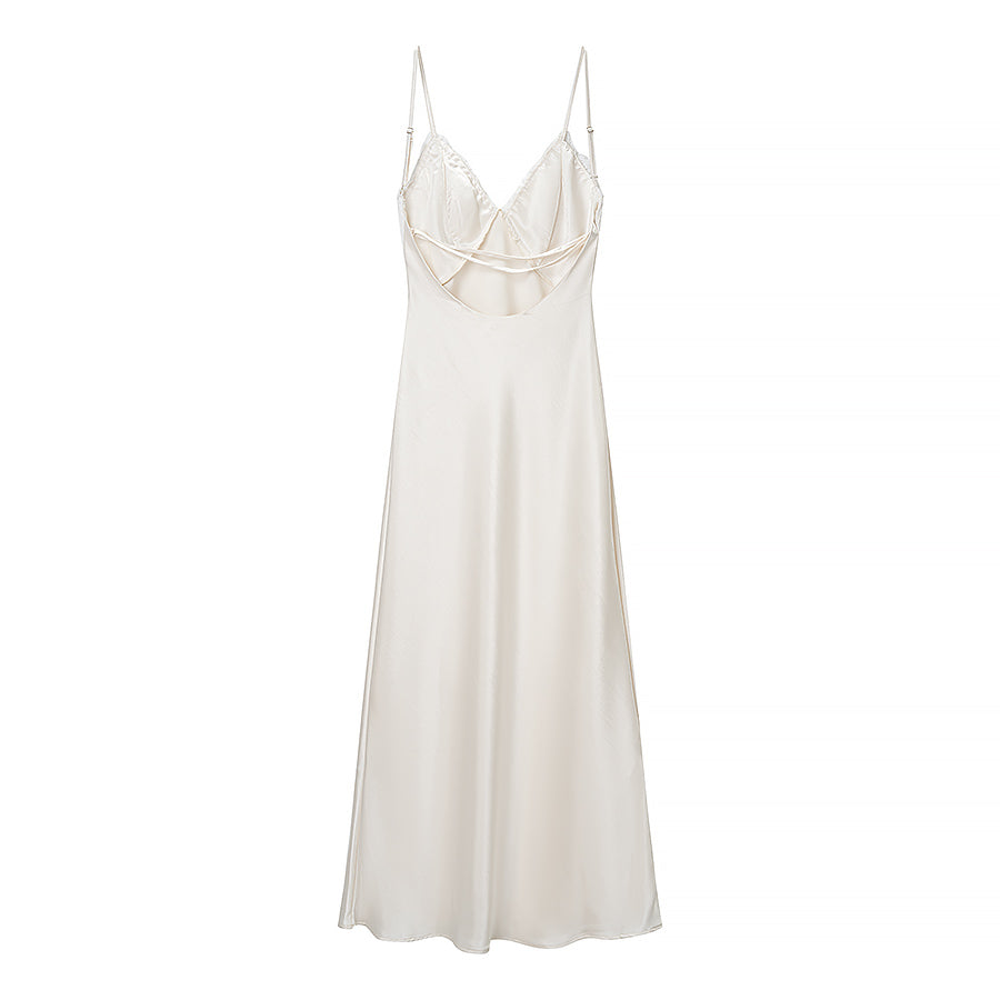 Women Clothing Spring Sexy Lace Stitching Satin Dress by Ragazza