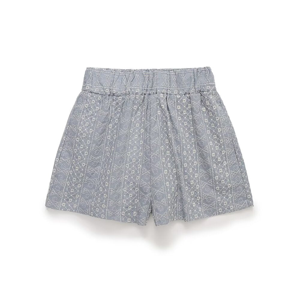 Women Clothing All Match Hollow Out Cutout Embroidery High Waist Casual Shorts by Ragazza
