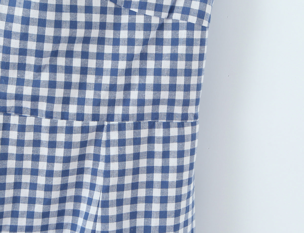 Women French Plaid Sweet Cute Bow Bandage Halterneck off Shoulder Tight Waist Slim Short Dress by Ragazza