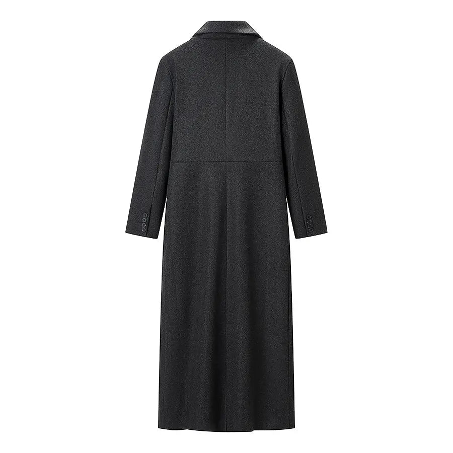 Women Clothing Autumn Office All Matching Dark Gray Extended Woolen Coat