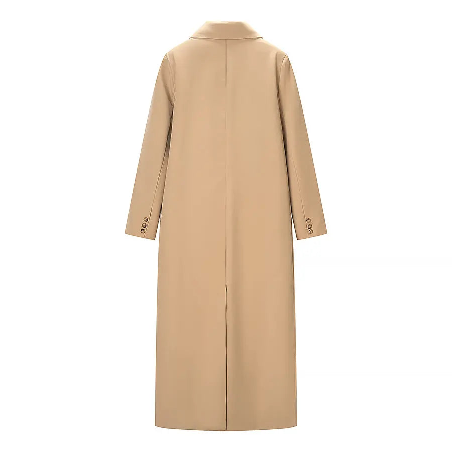 Women Clothing Spring Office Collared Slim Fit Long Cut Coat