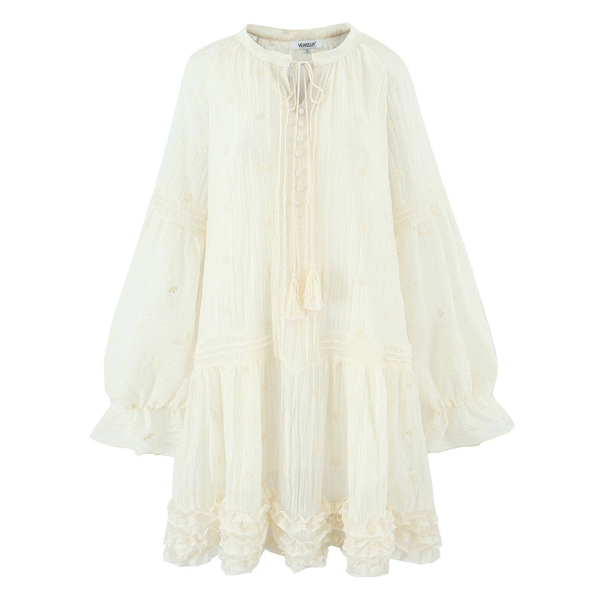 Summer Women Clothing French Gentle Fresh Cute Youth Looking Stringy Selvedge Flare Sleeve Fairy Temperamental Short Dress by Ragazza