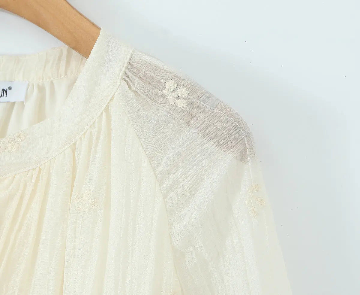 Summer Women Clothing French Gentle Fresh Cute Youth Looking Stringy Selvedge Flare Sleeve Fairy Temperamental Short Dress