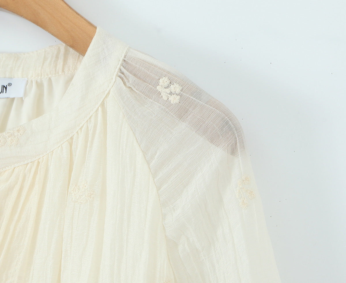 Summer Women Clothing French Gentle Fresh Cute Youth Looking Stringy Selvedge Flare Sleeve Fairy Temperamental Short Dress by Ragazza