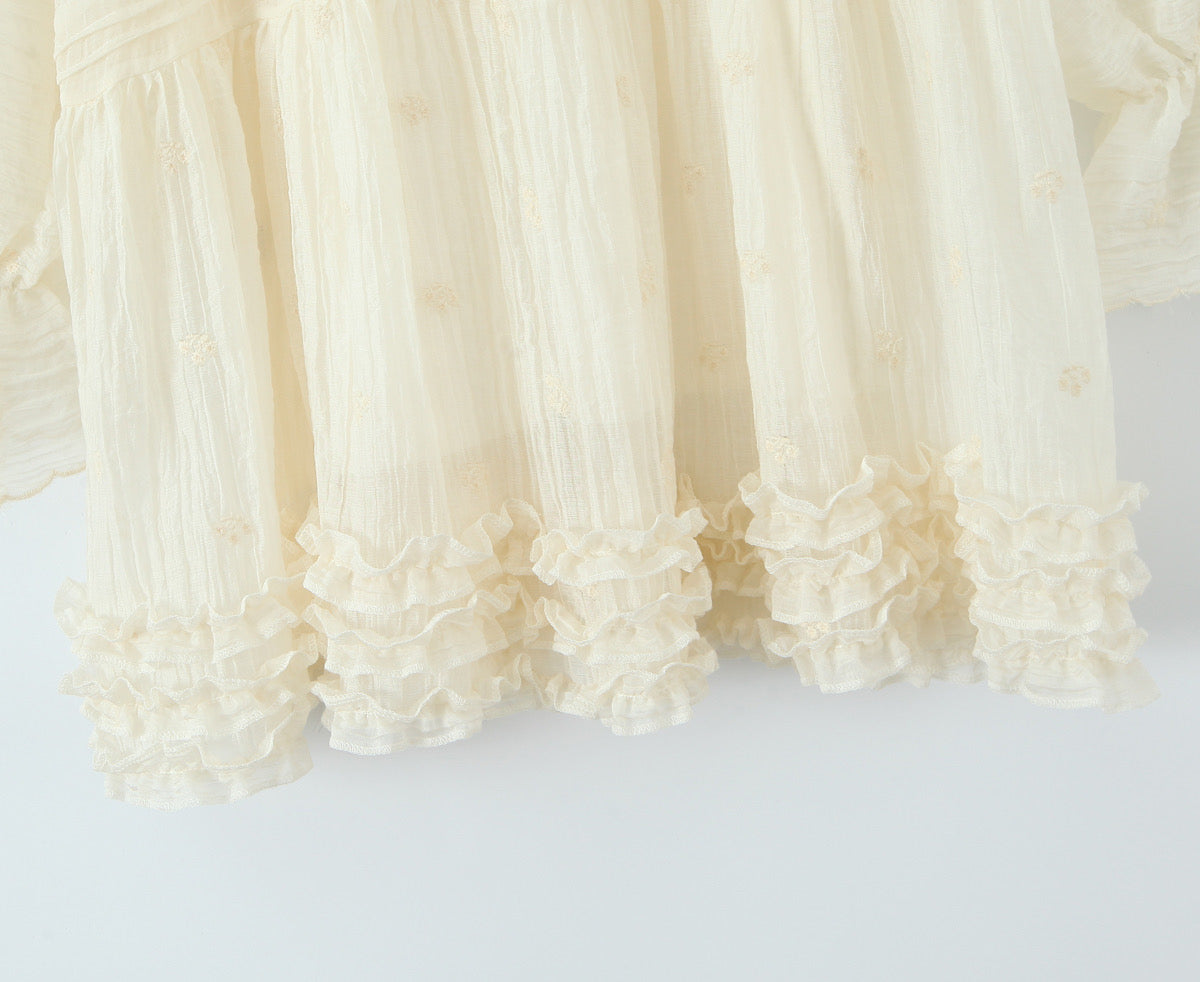 Summer Women Clothing French Gentle Fresh Cute Youth Looking Stringy Selvedge Flare Sleeve Fairy Temperamental Short Dress by Ragazza