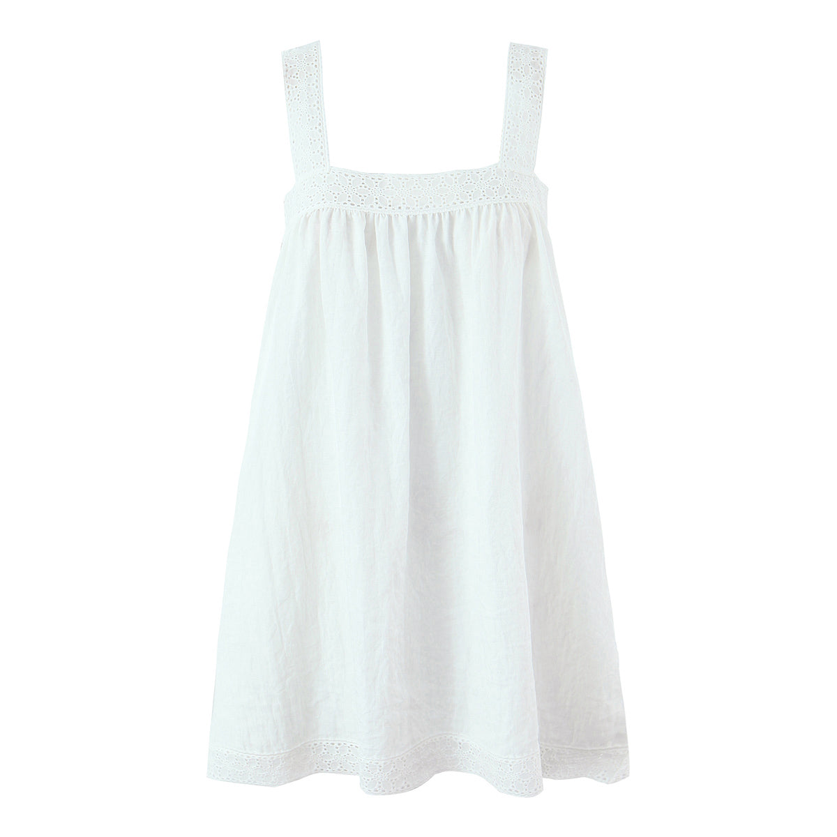 Women Lace Stitching Cami Dress Summer Loose Slimming White Holiday Short Dress by Ragazza