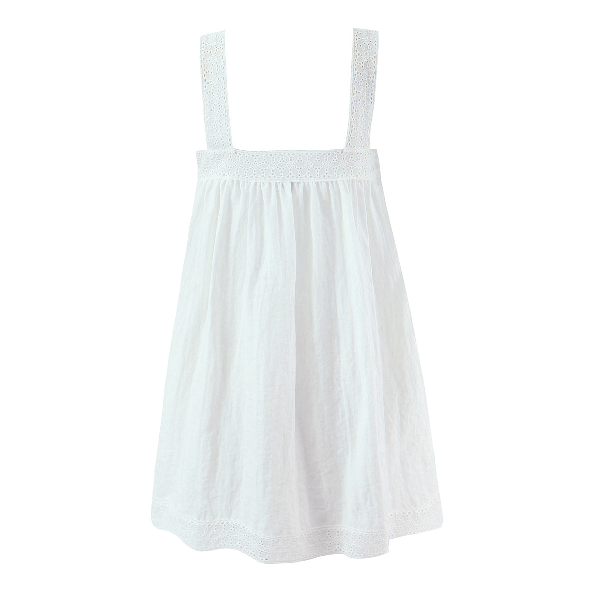 Women Lace Stitching Cami Dress Summer Loose Slimming White Holiday Short Dress by Ragazza