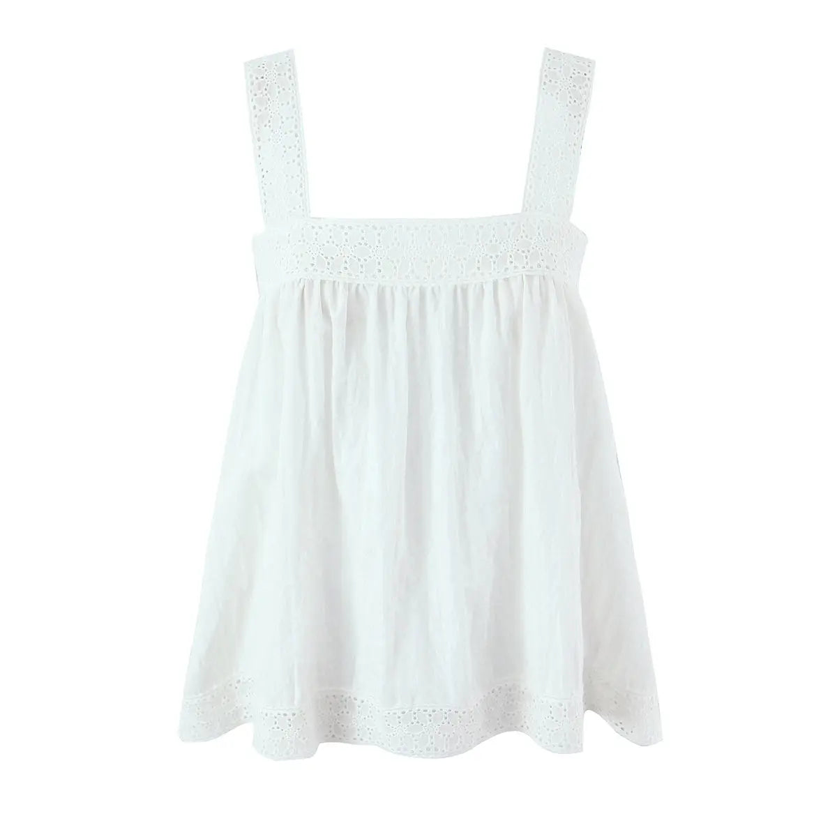 White Lace Sleeveless Shirt Trousers Women Summer Design French Shirt Wide Leg Pants Sets