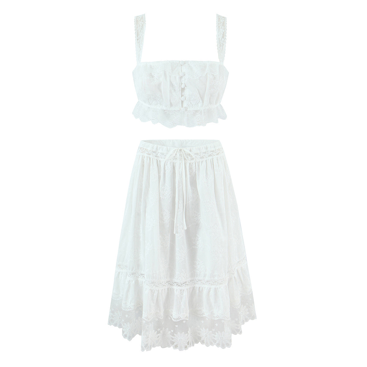 Women Holiday French Lace Overall Skirt Set by Ragazza