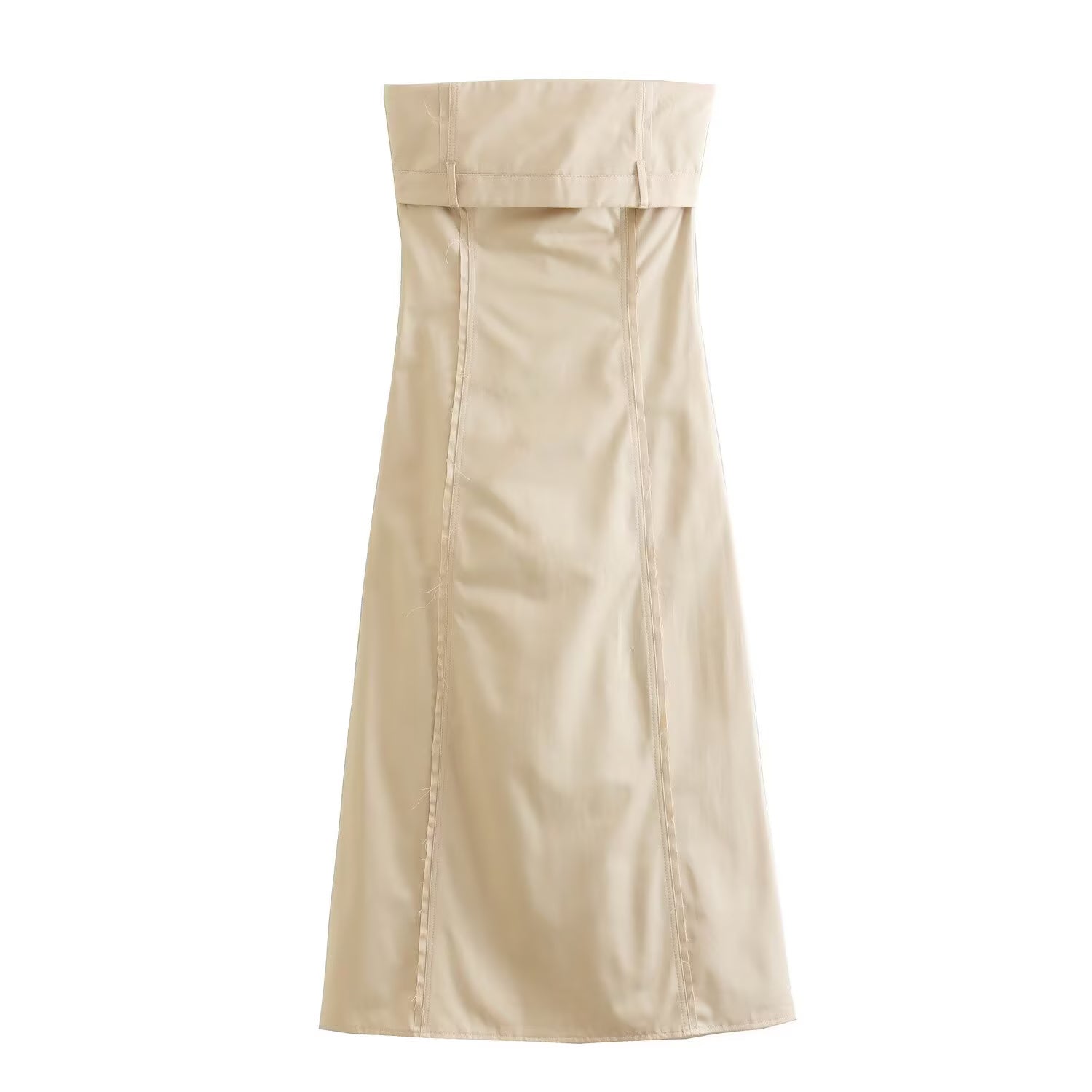 Spring Slim Fit Figure Flattering Maxi Dress Cotton Trench Coat Tube Top Dress by Ragazza