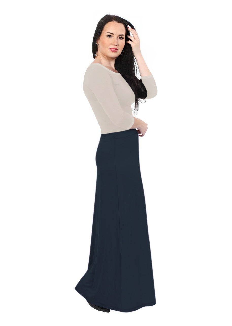 Flowing A-Line Maxi Skirt - Stretch Comfort Waistband by Kosher Casual USA