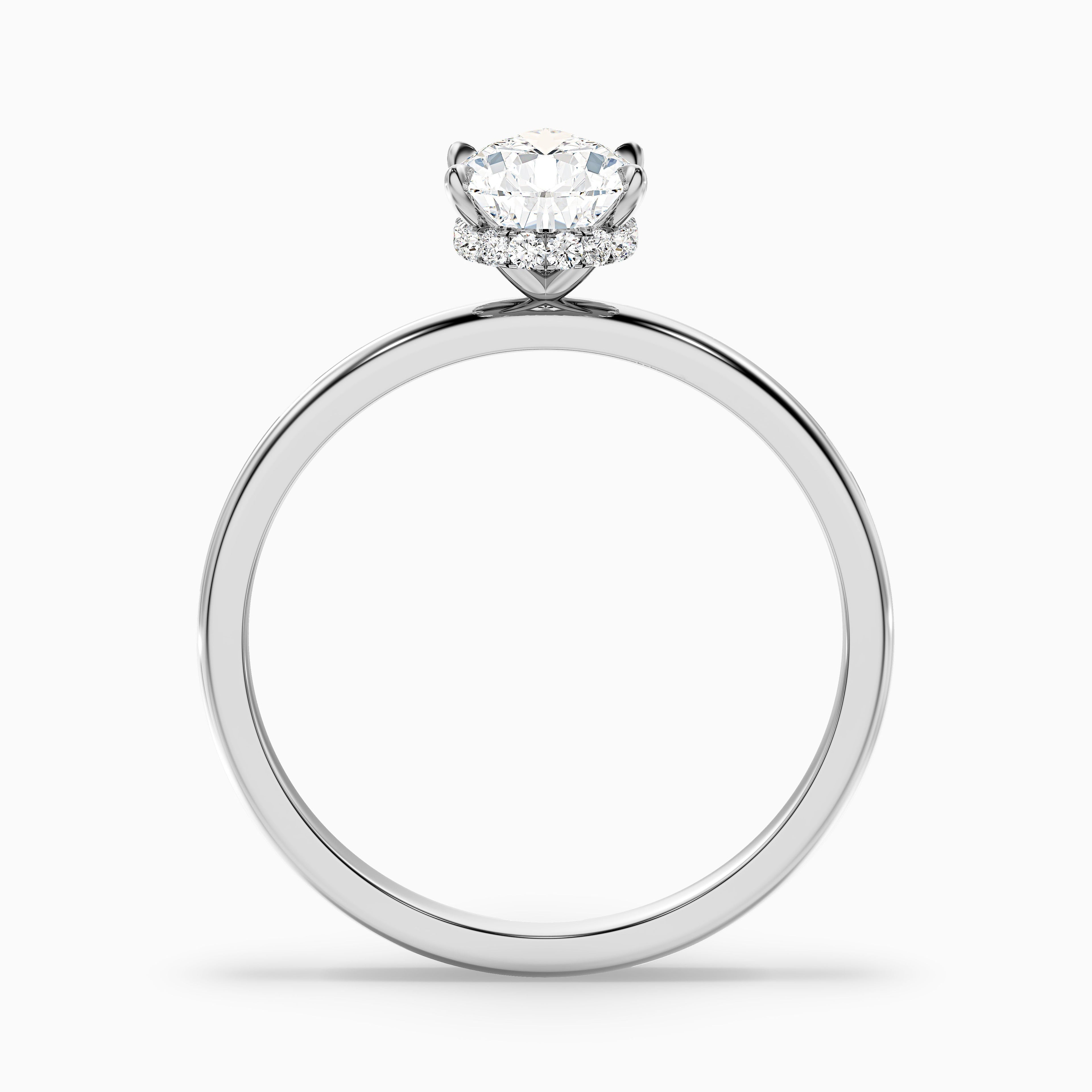 Qiana 5.5 Carat Pear Cut Hidden Halo Moissanite Diamond Ring in 10k White Gold