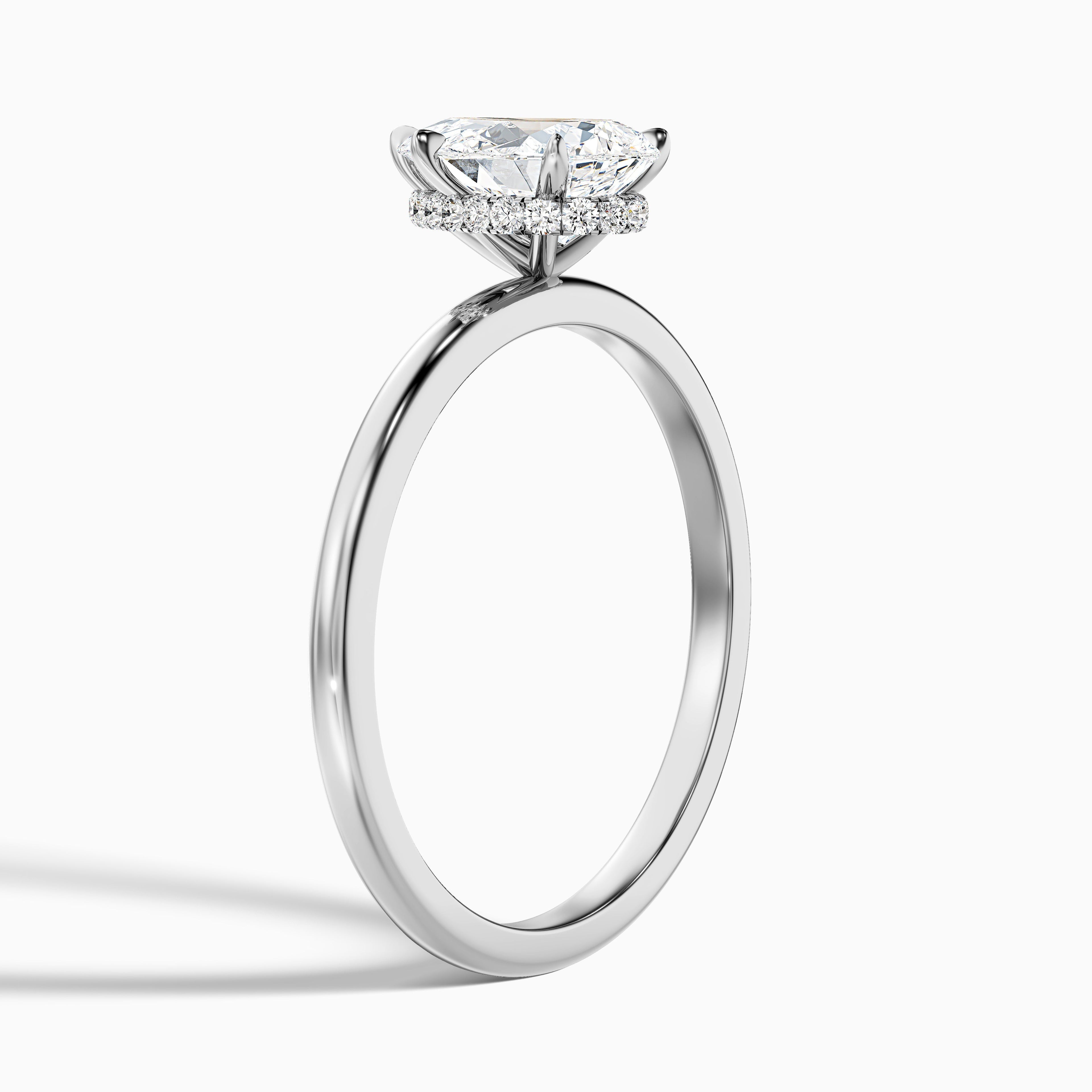 Avery 2.5 Carat Pear Cut Hidden Halo Lab Grown Diamond Ring in 14k White Gold