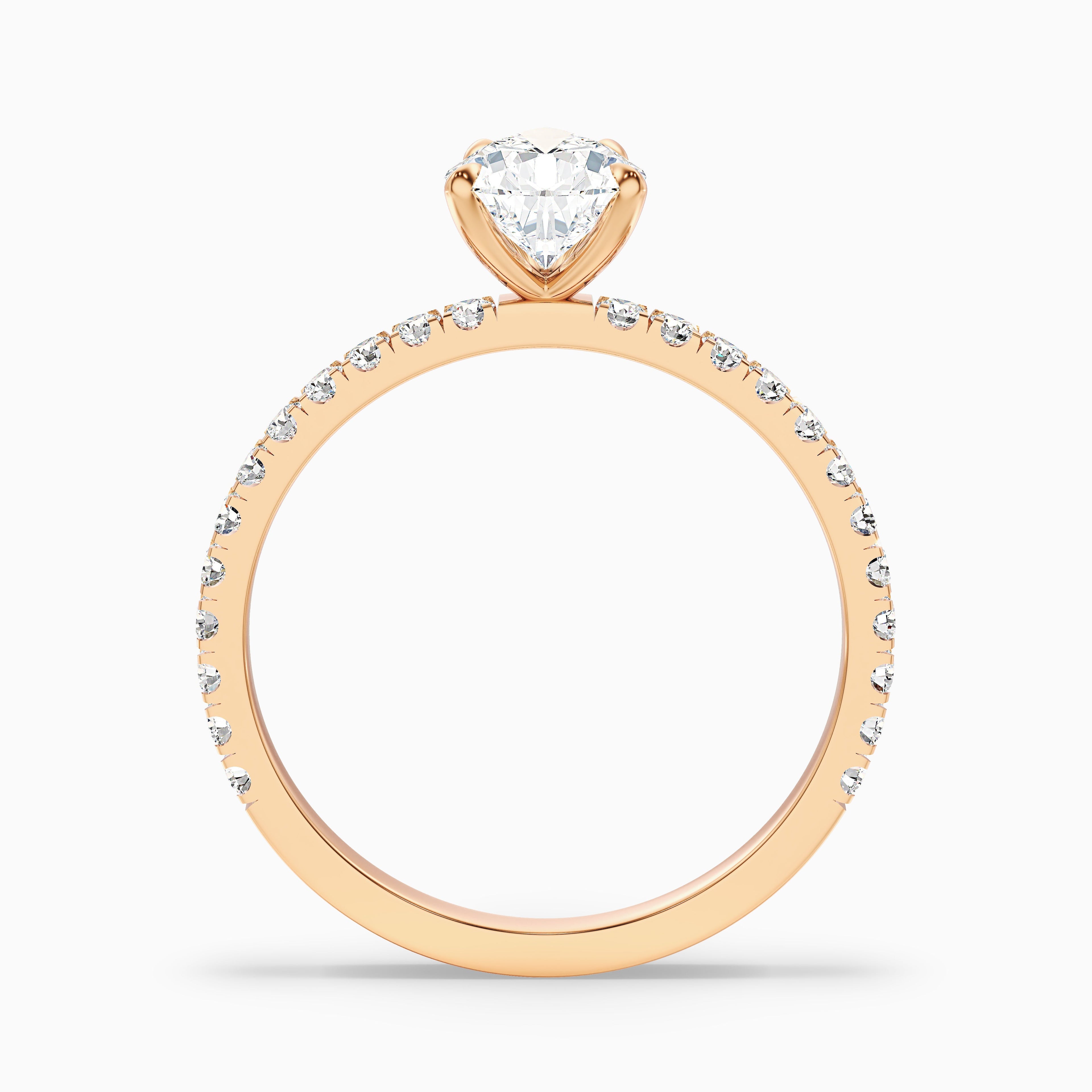 Elva 2.5 Carat Pear Cut Side Stone Pave Moissanite Diamond Ring in 10k Rose Gold