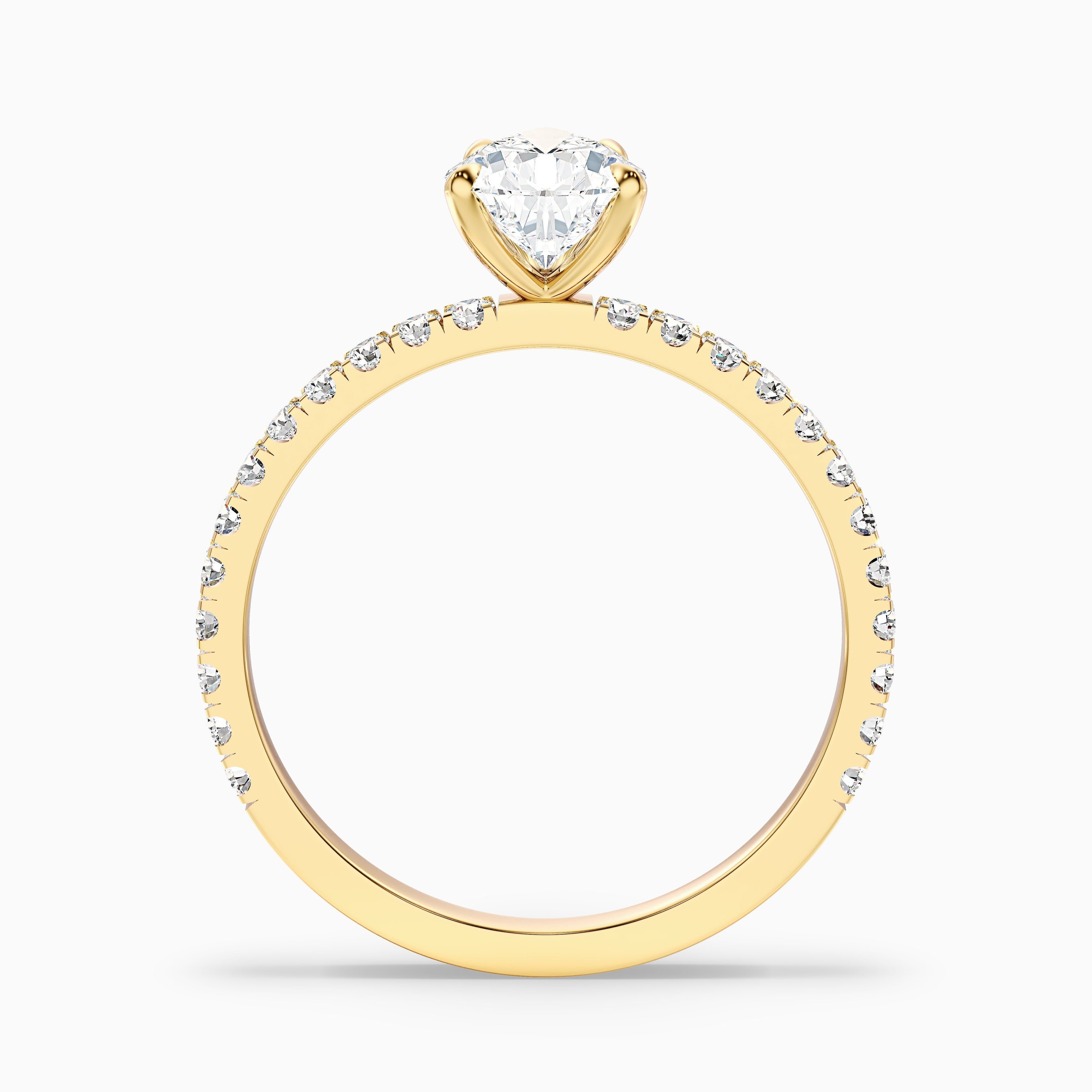 Elva 3.5 Carat Pear Cut Side Stone Pave Moissanite Diamond Ring in 925 Sterling Silver