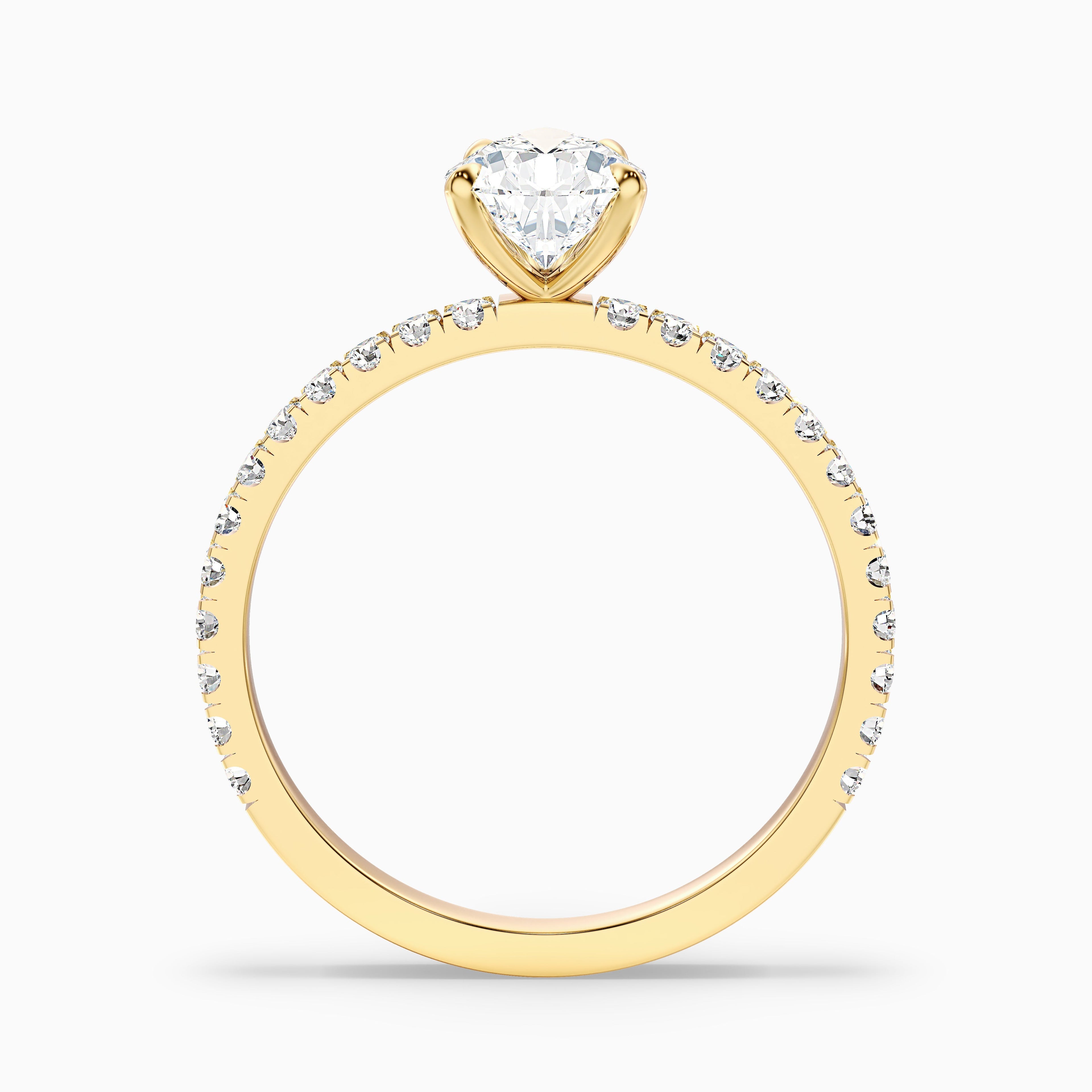 Vera 1 Carat Pear Cut Side Stone Pave Lab Grown Diamond Ring in 10k Yellow Gold