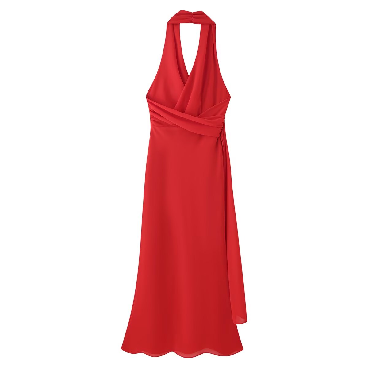 Women Clothing Slim Fit Red V neck Elegant Halter Maxi Dress by Ragazza