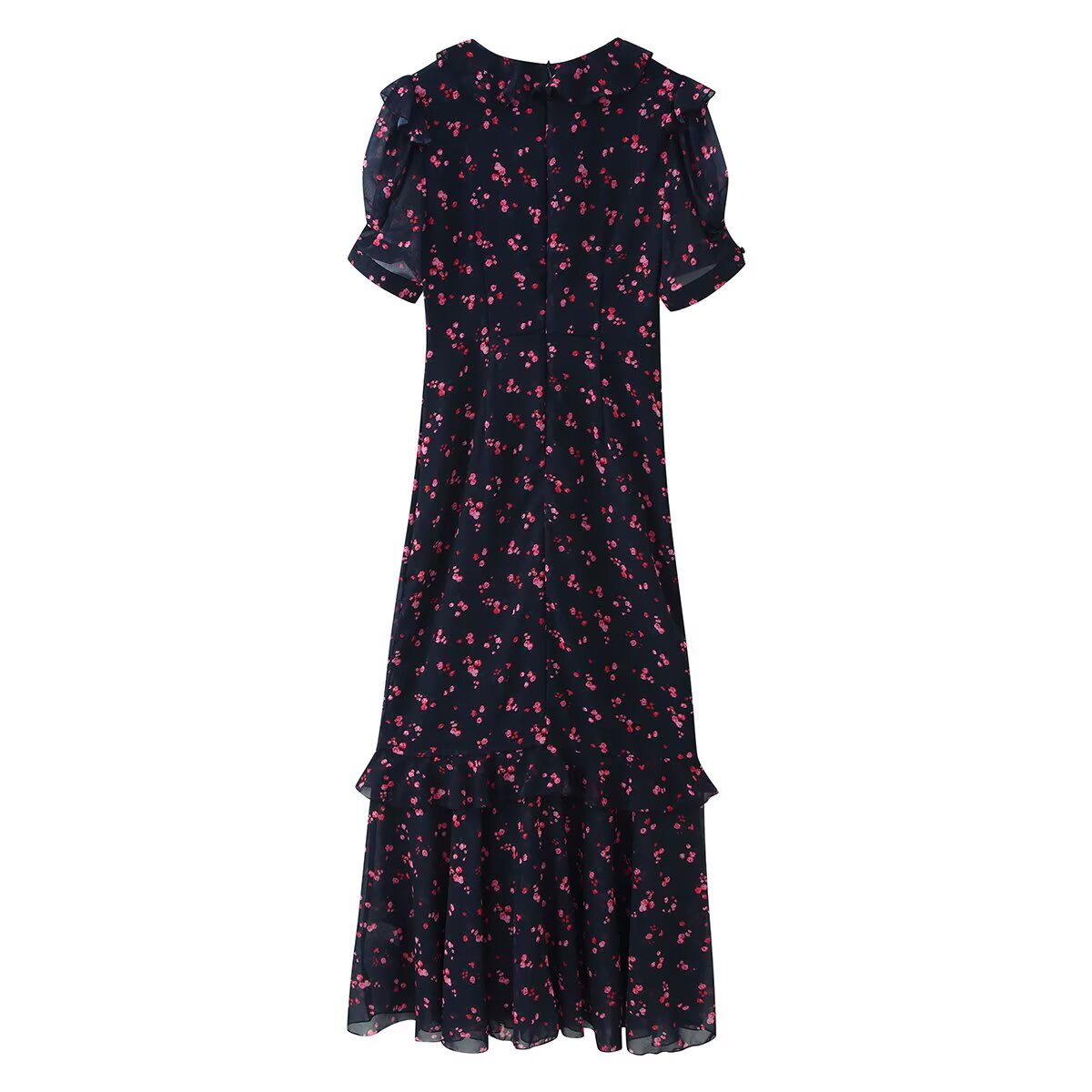 Spring Women Breasted Ruffled Collar Chiffon Split Dress by Ragazza