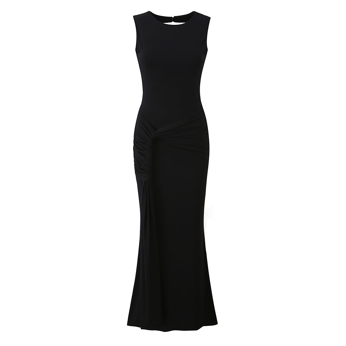 Women Clothing Summer Irregular Asymmetric Slim Fit Ruched round Neck Sleeveless Dress by Ragazza