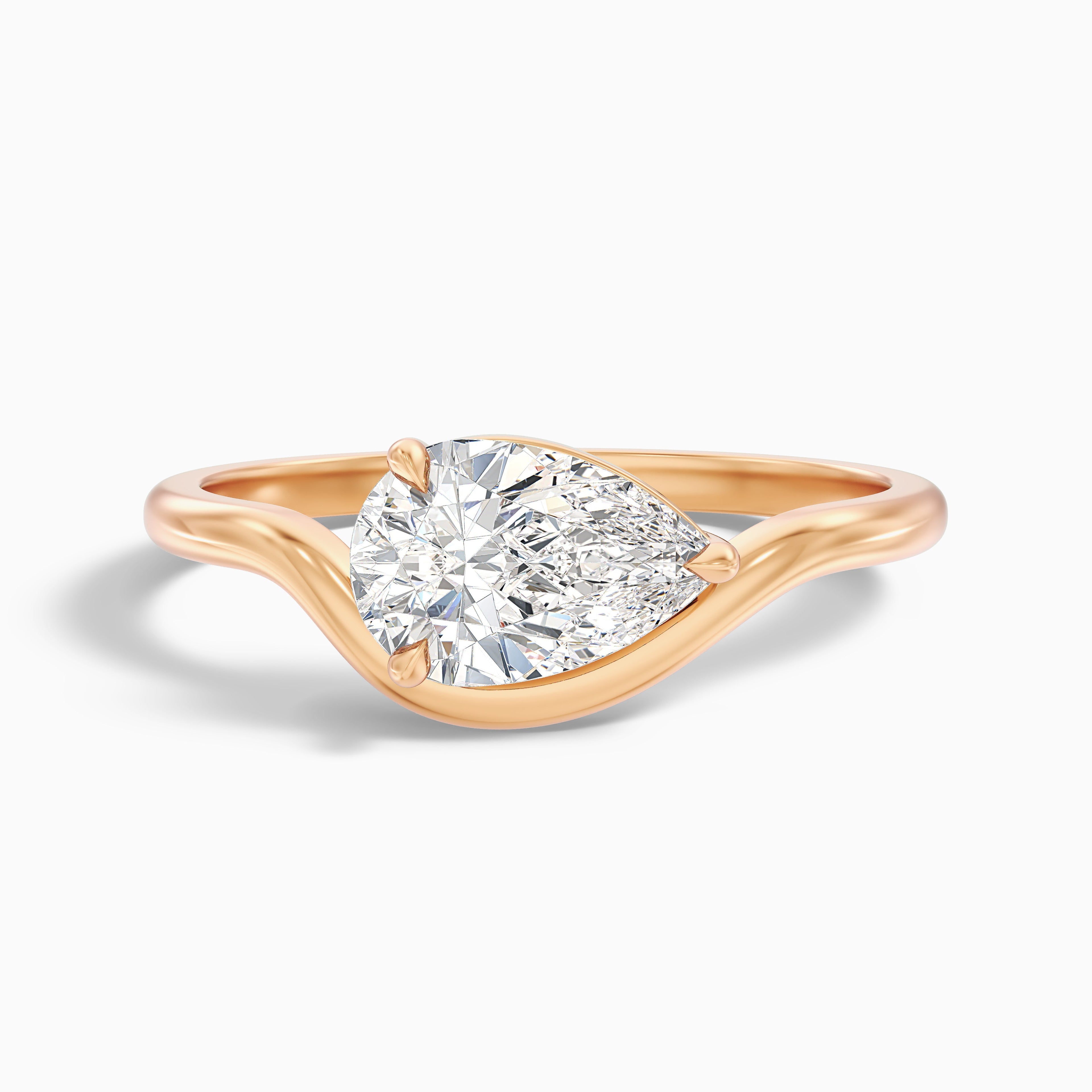 Dany 3.5 Carat Pear Cut East West Moissanite Diamond Ring in 18k White Gold
