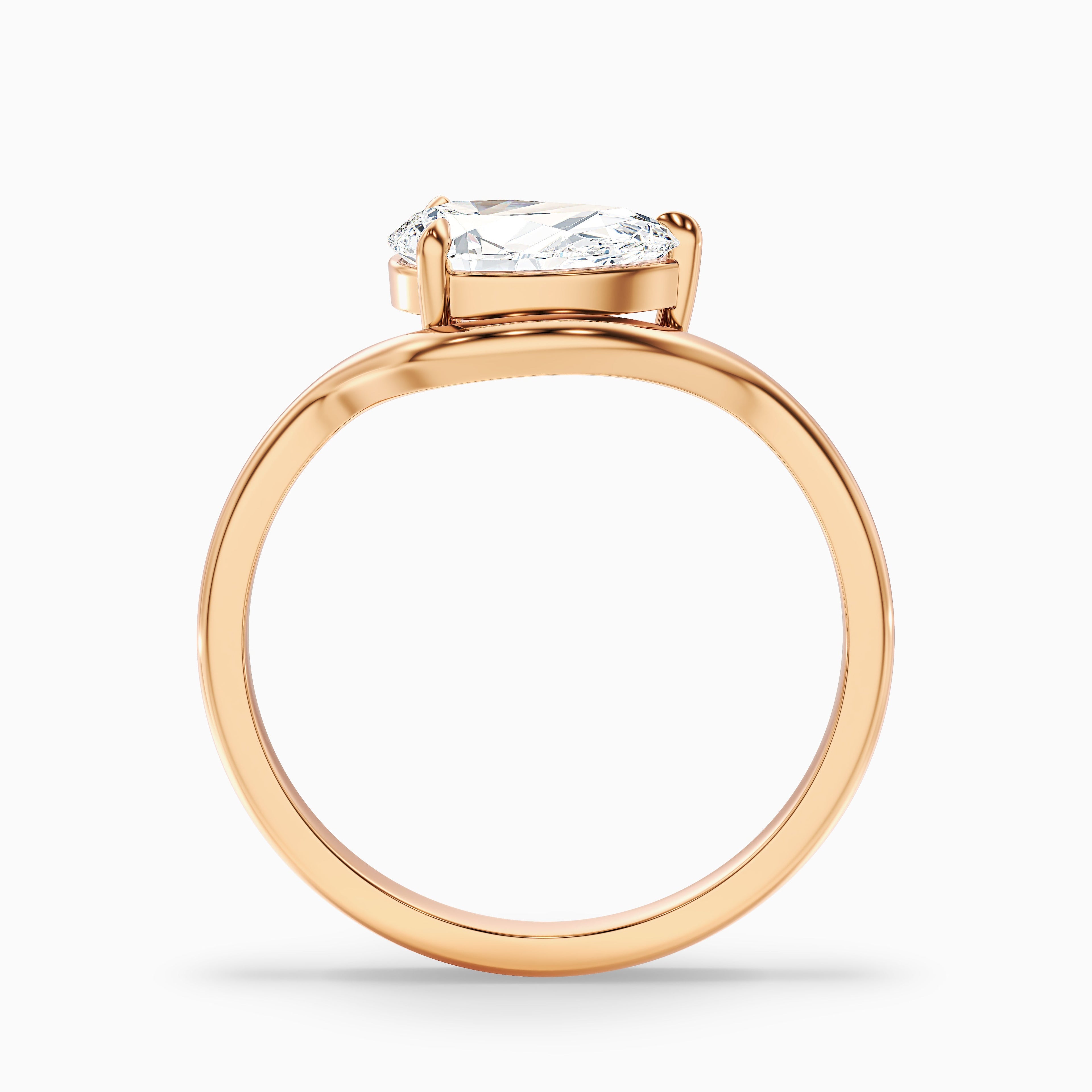 Dany 4 Carat Pear Cut East West Moissanite Diamond Ring in 18k Yellow Gold