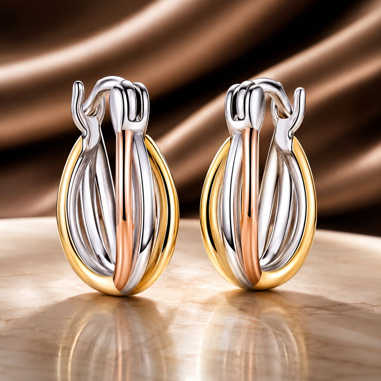 S925 Sterling Silver Earrings with Platinum, Rose Gold, and Gold Plating for Women DestGlow