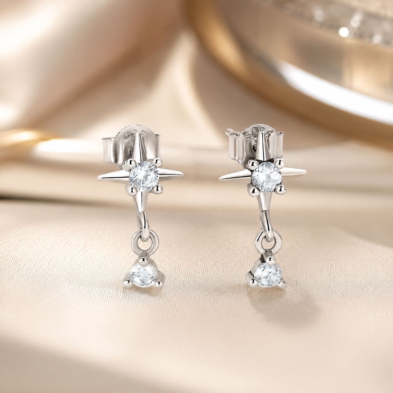 925 Sterling Silver Earrings with Pavé Setting CZ, 1.4*0.8cm for Women DestGlow