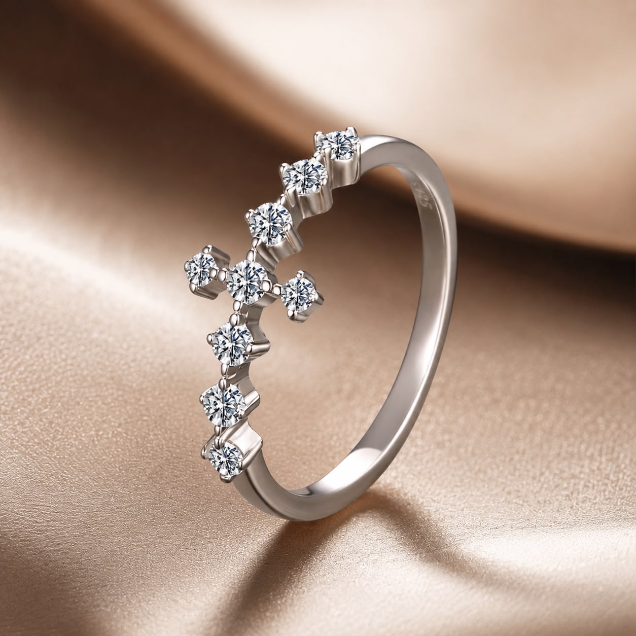 925 Sterling Silver Moissanite 0.15-0.20 Carat Ring for Women, Size 6 DestGlow