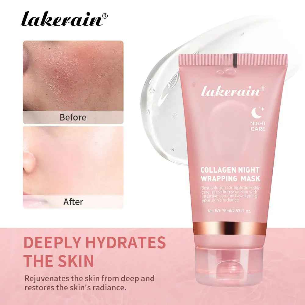 Collagen Overnight Wrapping Peel off Facial Mask Korean Collagen Night Wrapping Mask Deeply Hydrates Night Care Mask Cream 75Ml