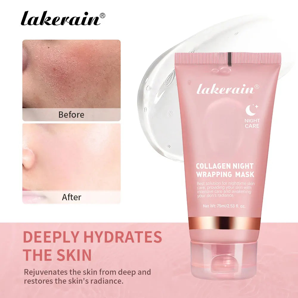 Collagen Overnight Wrapping Peel off Facial Mask Korean Collagen Night Wrapping Mask Deeply Hydrates Night Care Mask Cream 75Ml by Korean Skin Care