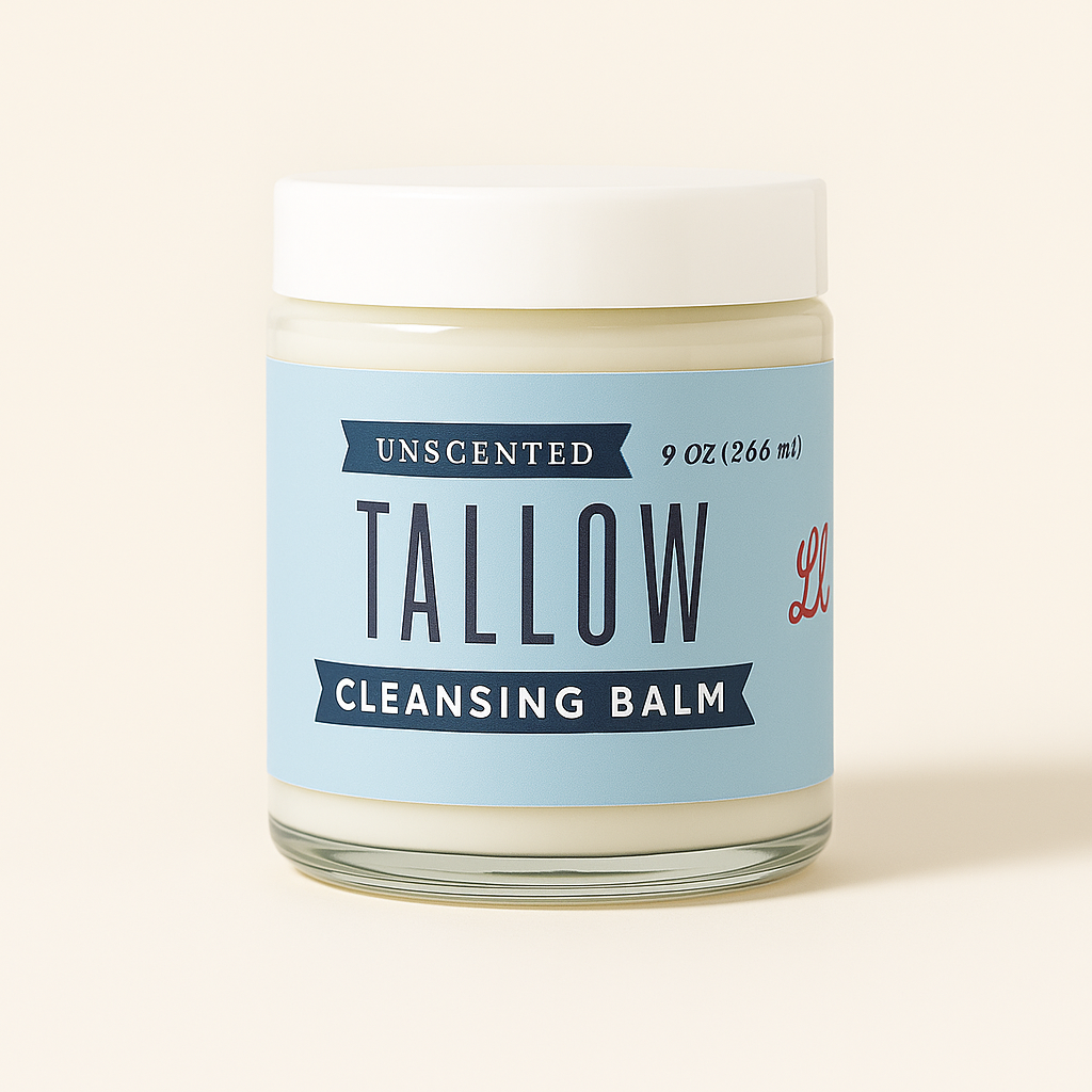 Unscented Tallow Cleansing Balm | Natural Makeup Remover & Deep Moisturizing Cleanser | Grass-Fed Beef Tallow with Castor Oil by Lady May Tallow