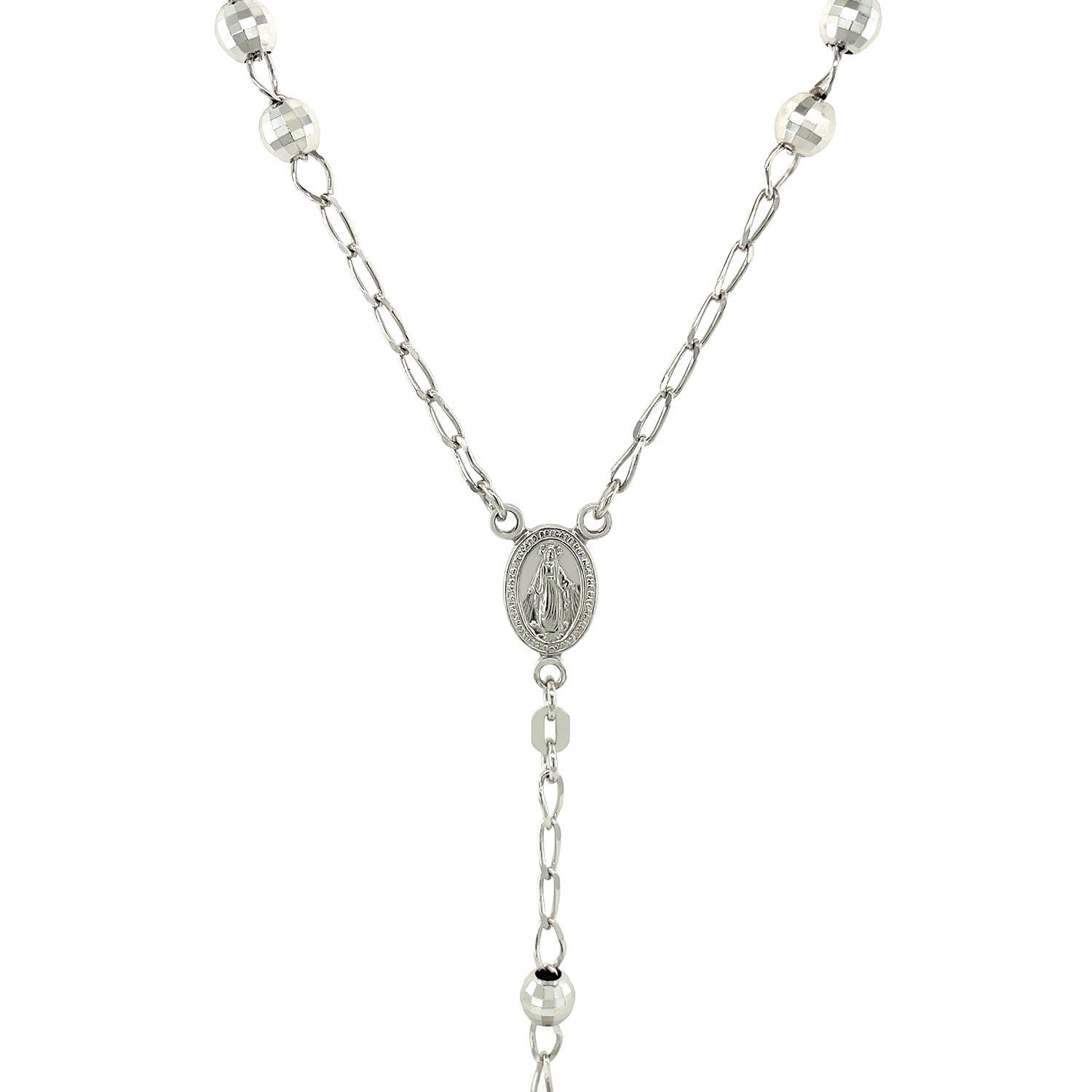 Rosary Chain and Large Bead Necklace in Sterling Silver by Bids.com