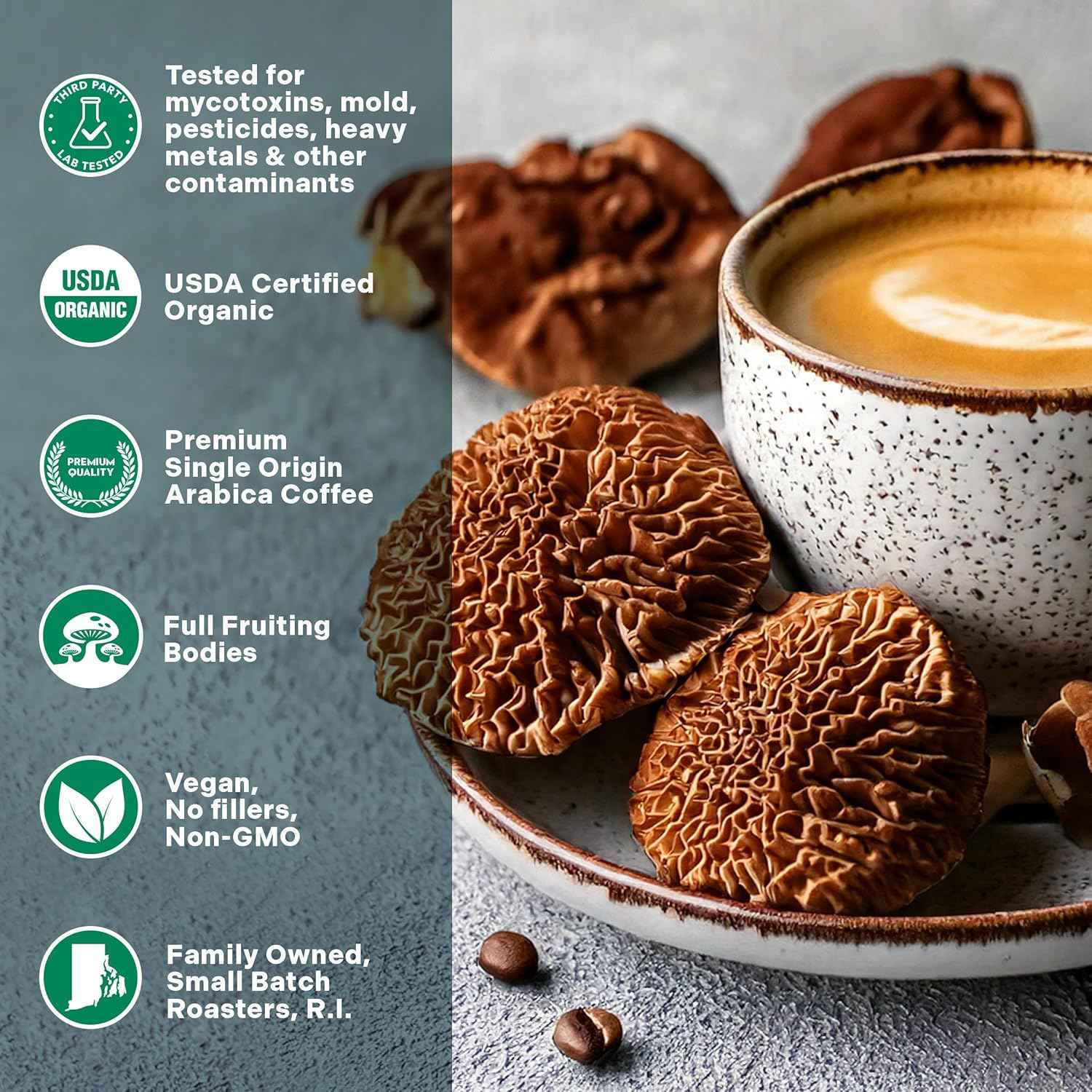 Decaf Red Reishi Chaga Mushroom Coffee Adaptogens Calm Focus
