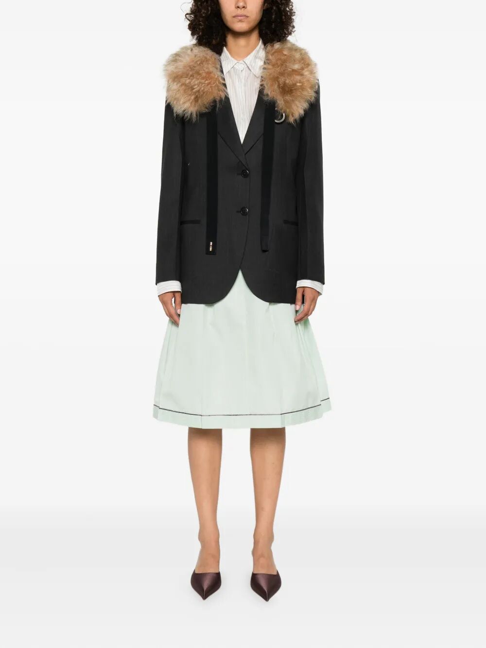 Prada Women Notched-Lapels Wool Blazer by Luosophy