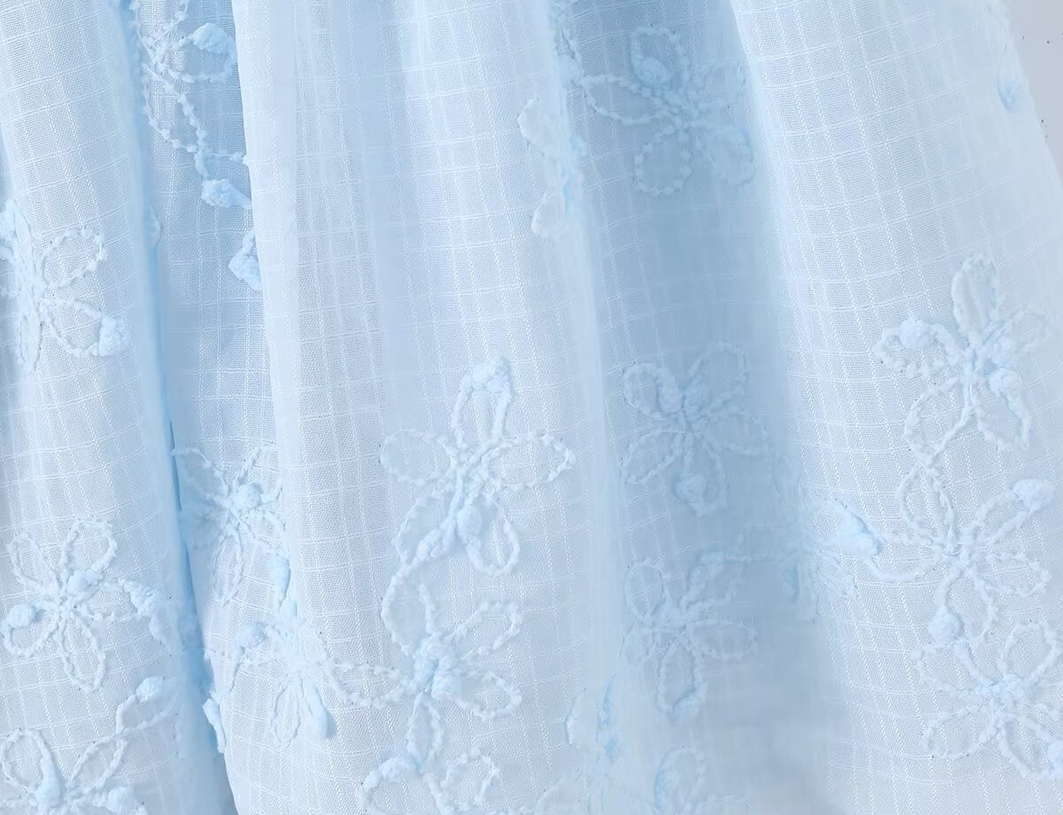 Spring Korean White Embroidered Strap Dress Women Spring A line Dress by Ragazza