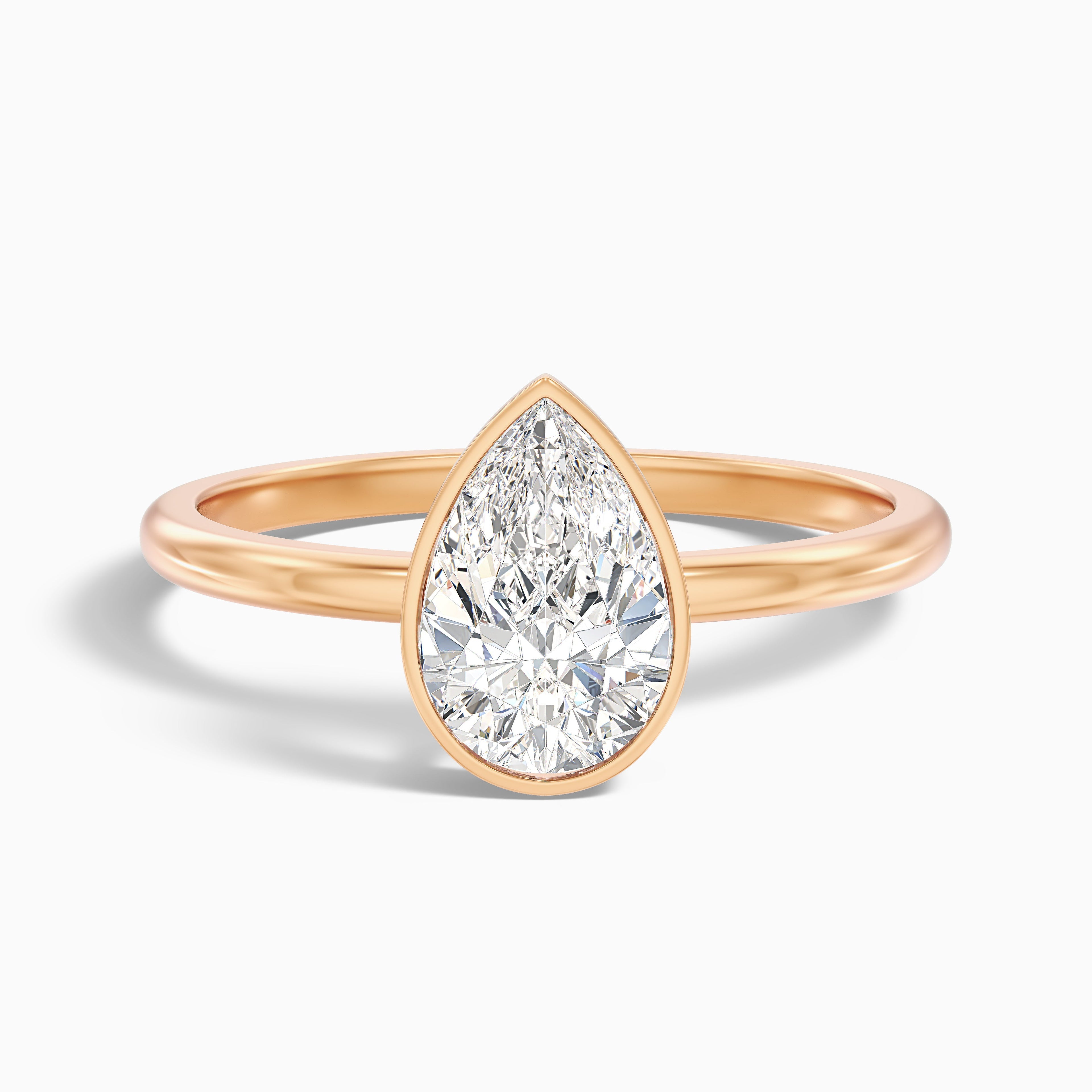Avila 1 Carat Pear Cut Bezel Set Lab Grown Diamond Ring in 14k White Gold
