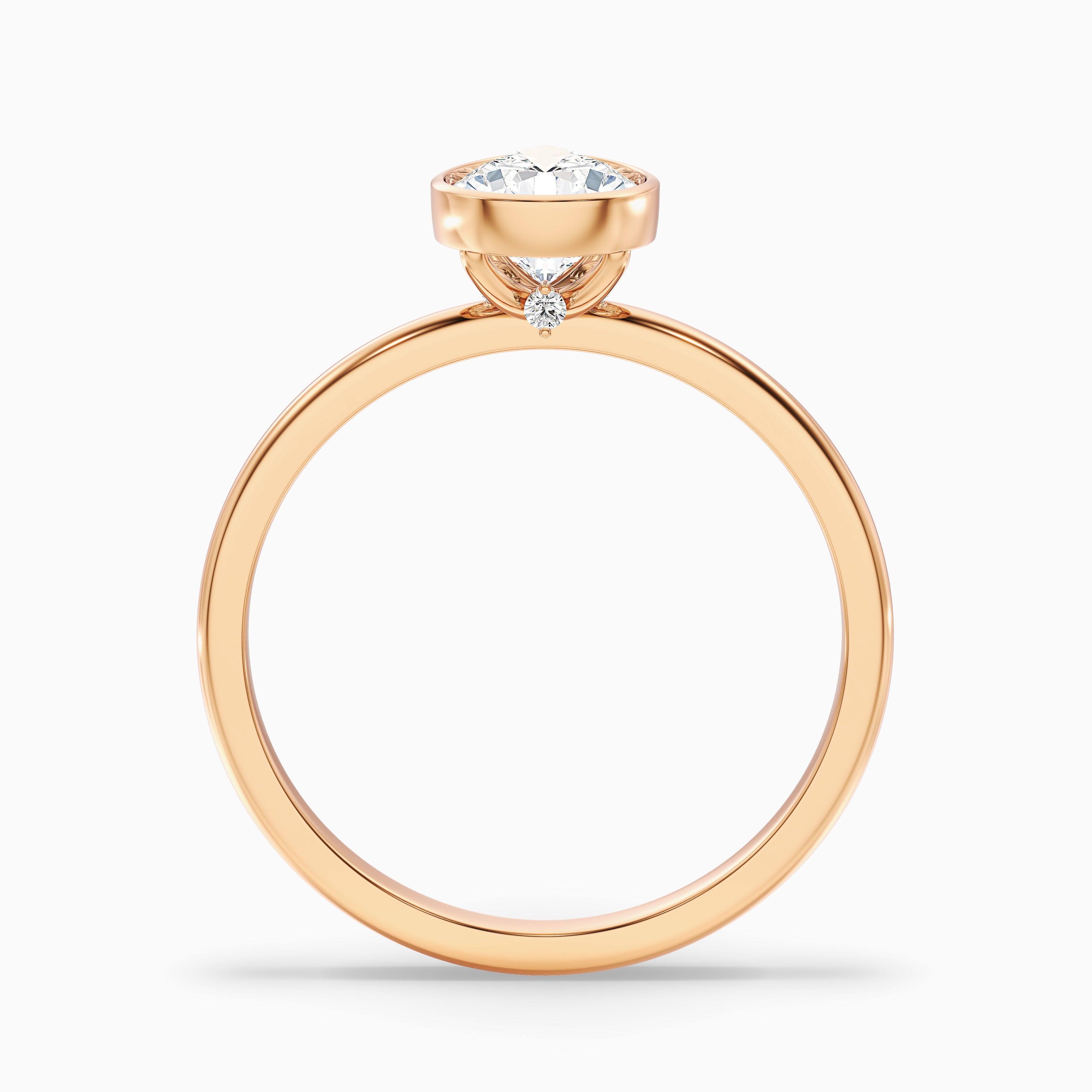 Nasya 2 Carat Pear Cut Bezel Set Moissanite Diamond Ring in 18k Rose Gold